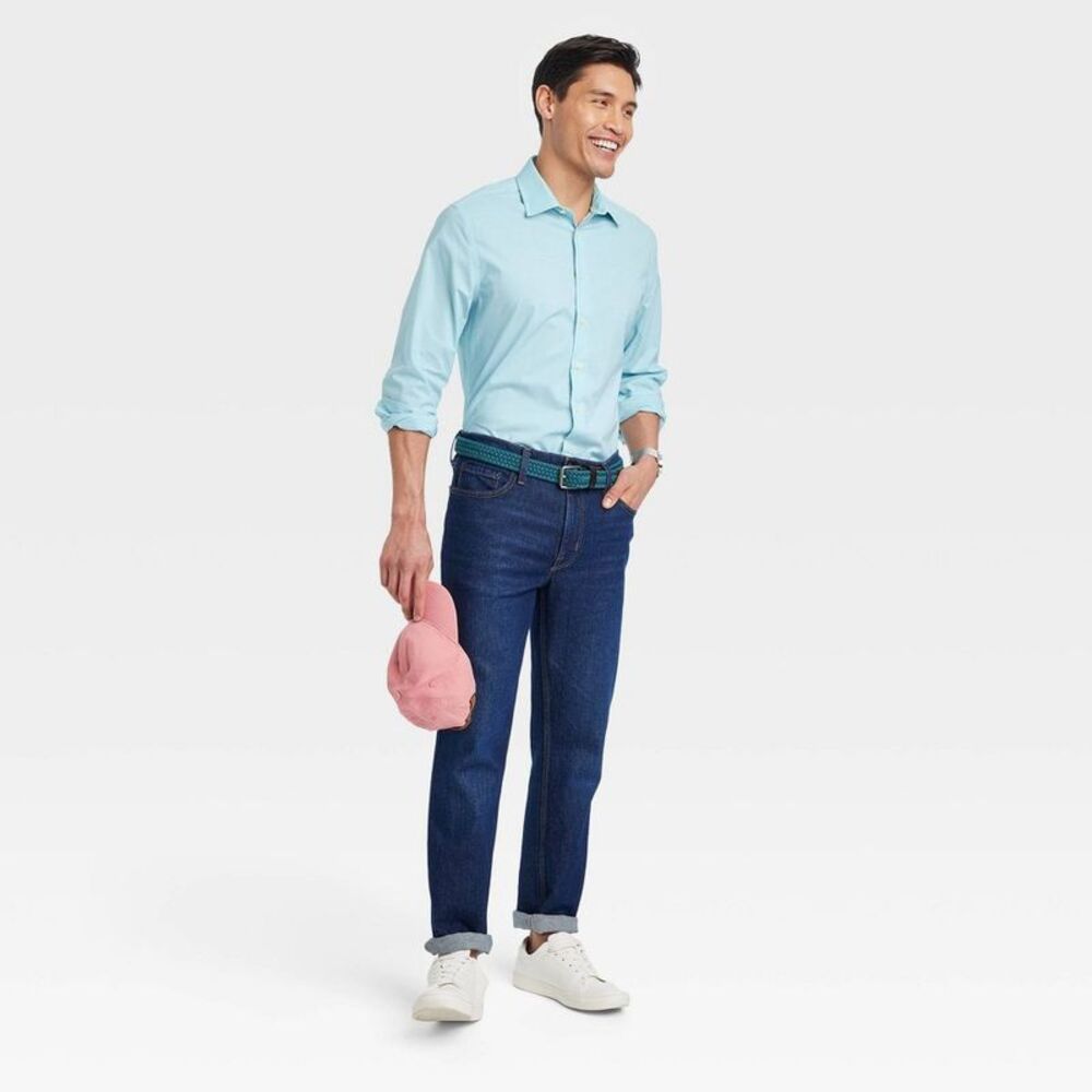 Goodfellow & Co -  Men's Performance Button Down Dres Blue - Picture 3 of 3